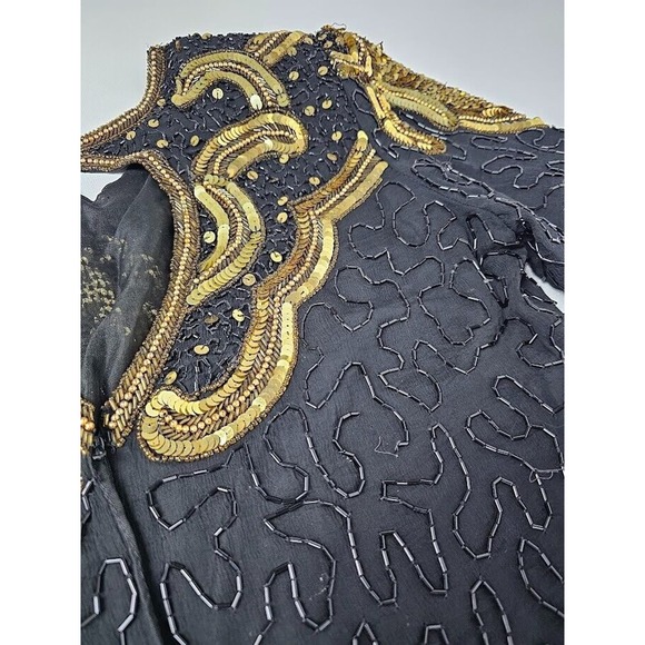 Mob WIFE Vintage 1980s Beaded Silk Cocktail/Evening Dress Sz XL - Picture 5 of 10